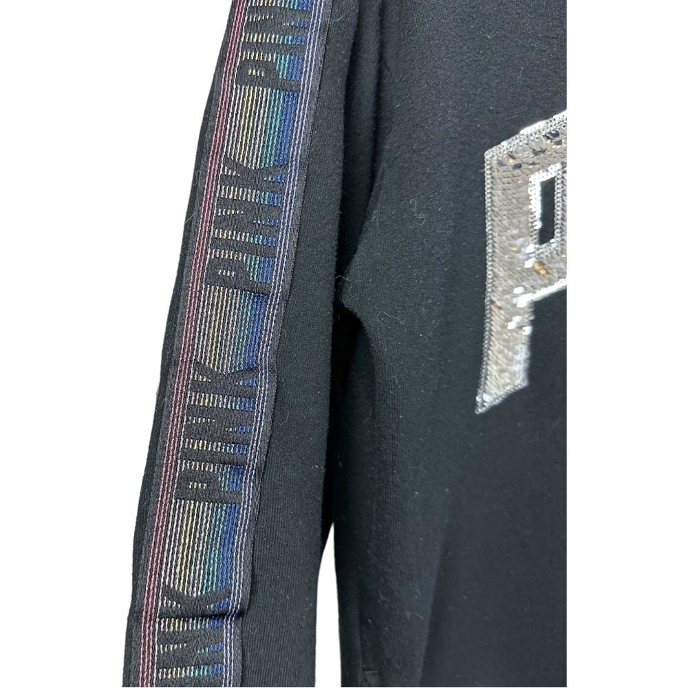 PINK Victoria's Secret Black Fleece Cowlneck Sequins Longsleeves Women XS - Picture 5 of 7